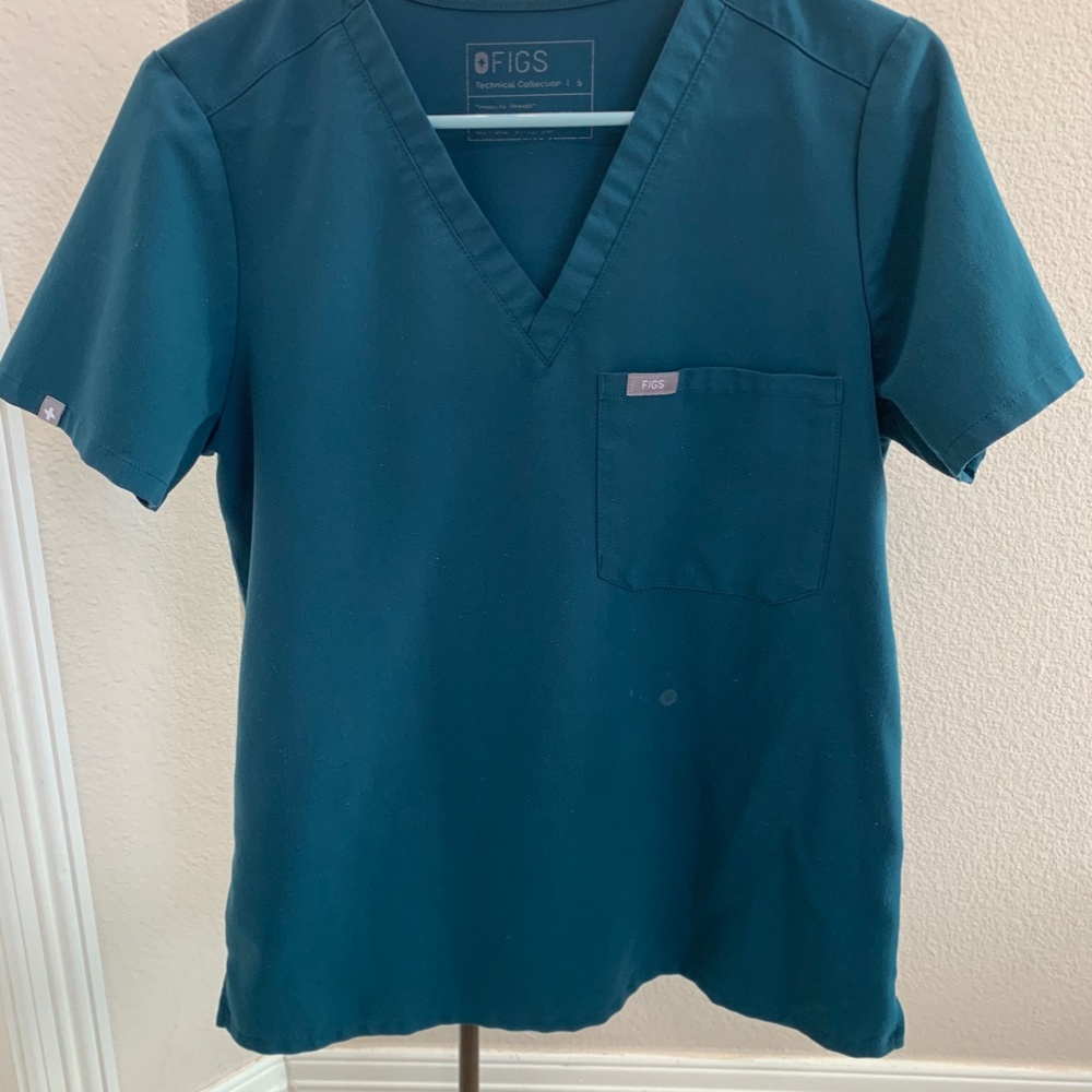 FIGS Scrubs : Women TOP Catarina Caribbean Blue Size S